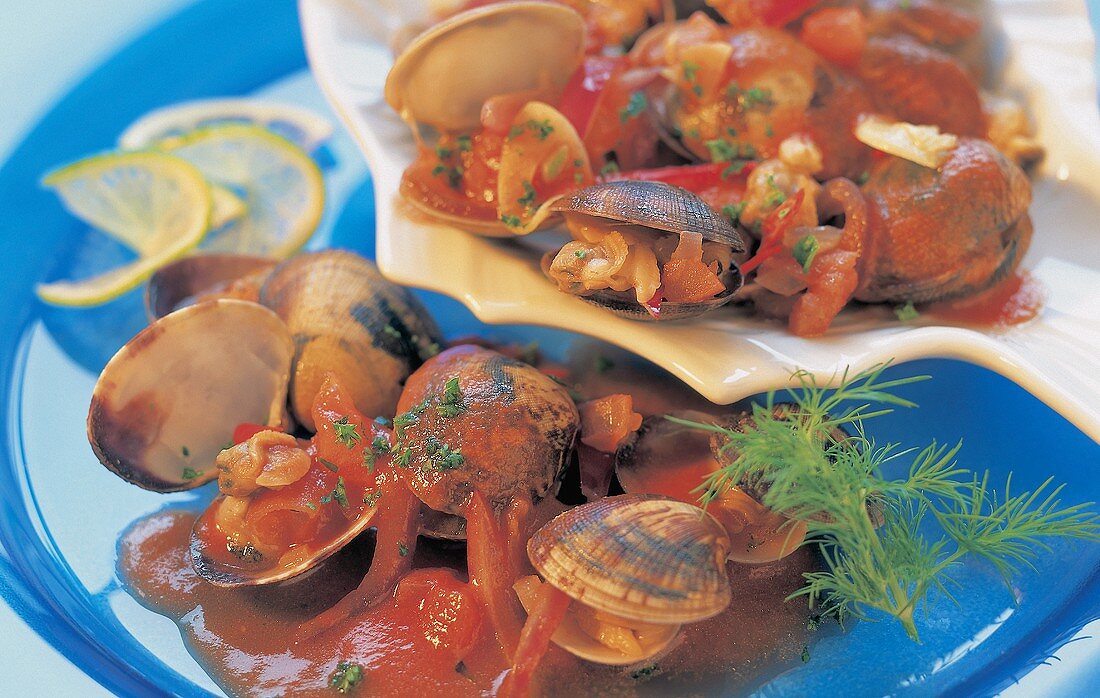 Herzmuscheln in einer würziger Tomatensauce