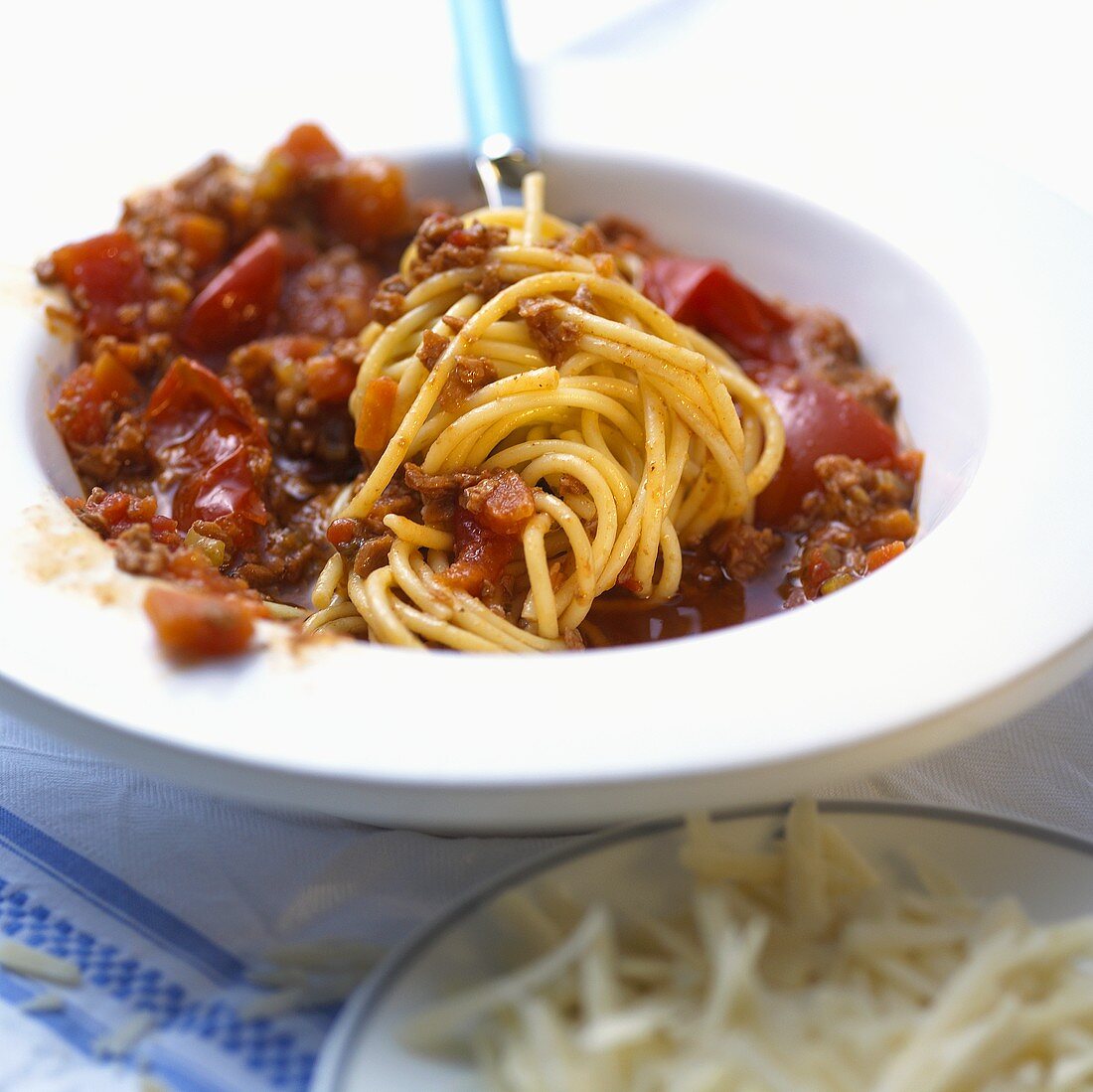 Spaghetti with bolognese style tomato and vegetable sauce
