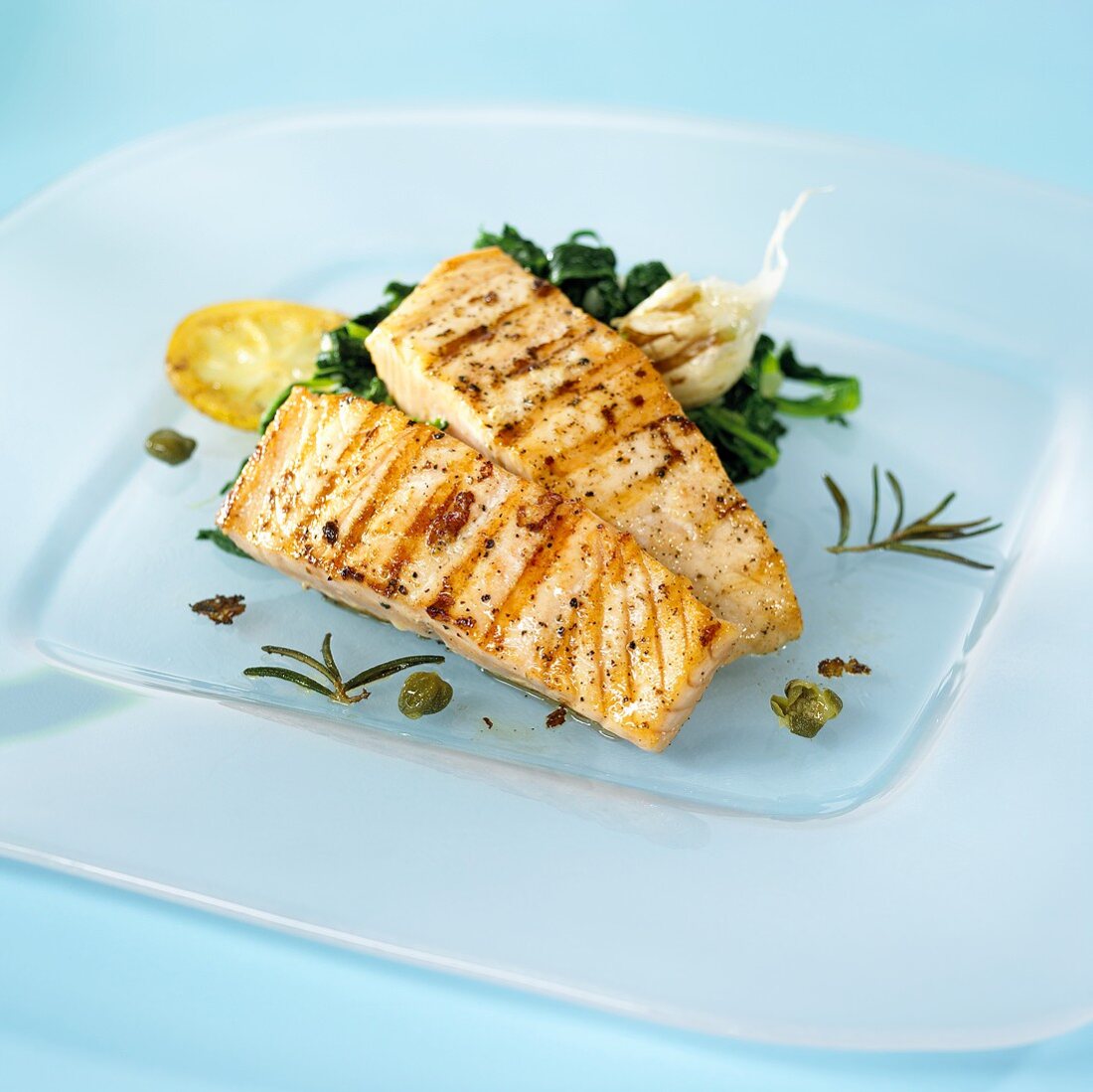 Grilled salmon with rosemary