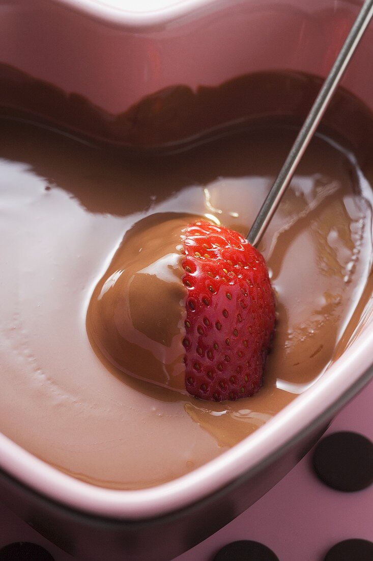 Chocolate fondue with strawberry