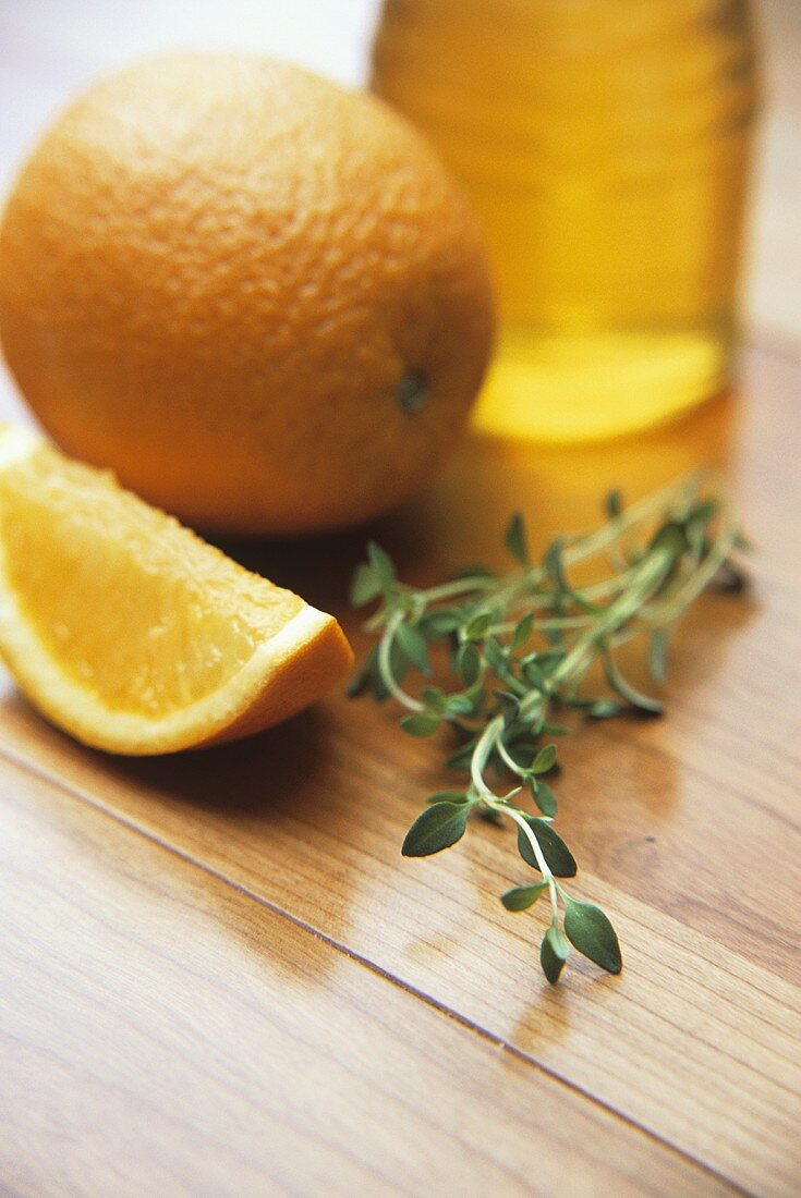Thyme, orange and honey (ingredients for BBQ marinade)