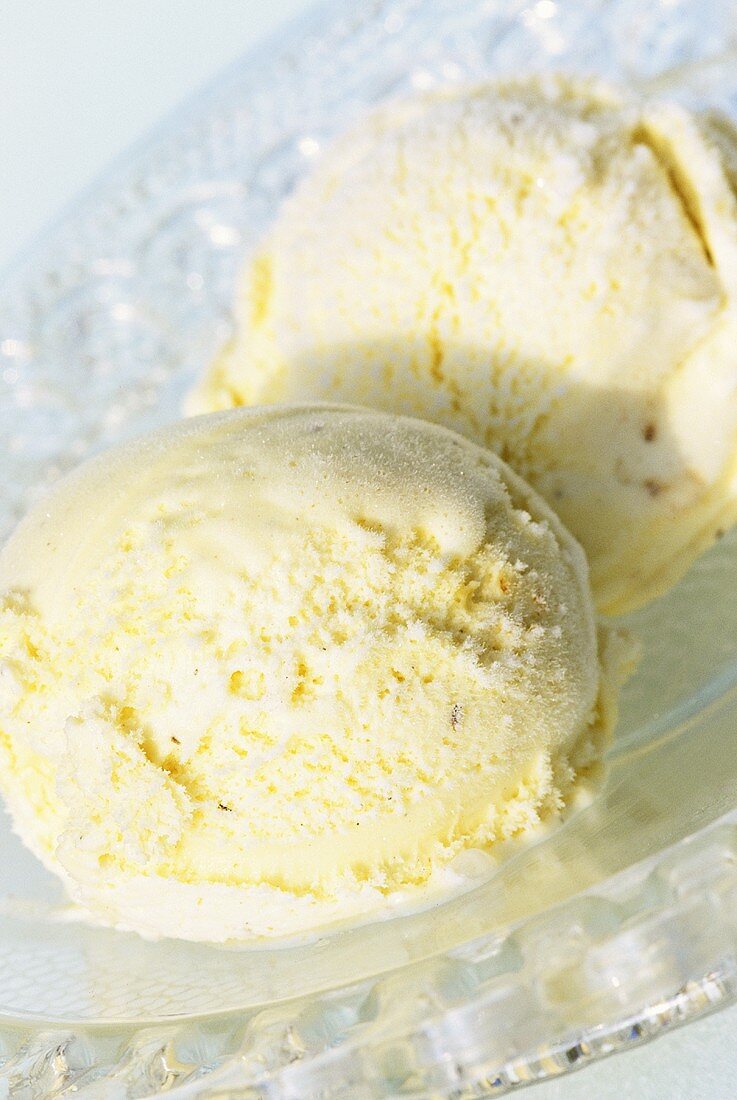 Two scoops of vanilla ice cream