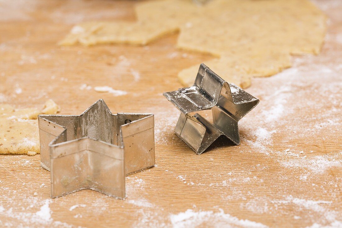 Star-shaped biscuit cutters and biscuit dough