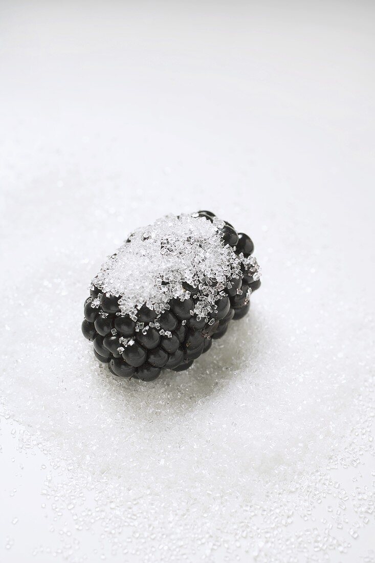 A blackberry with sugar