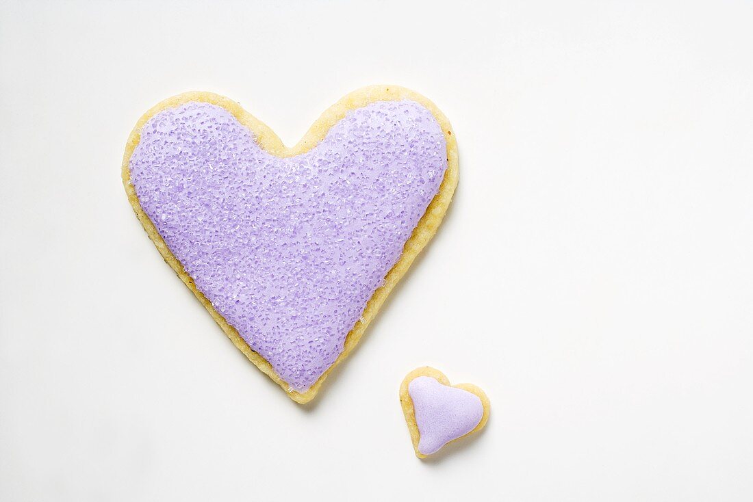 Lilac heart-shaped biscuits