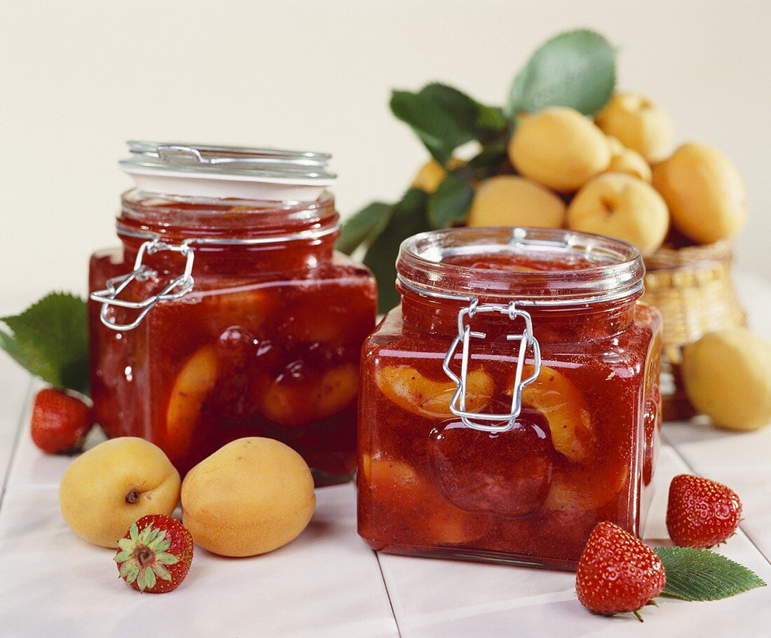 Apricot and strawberry preserve