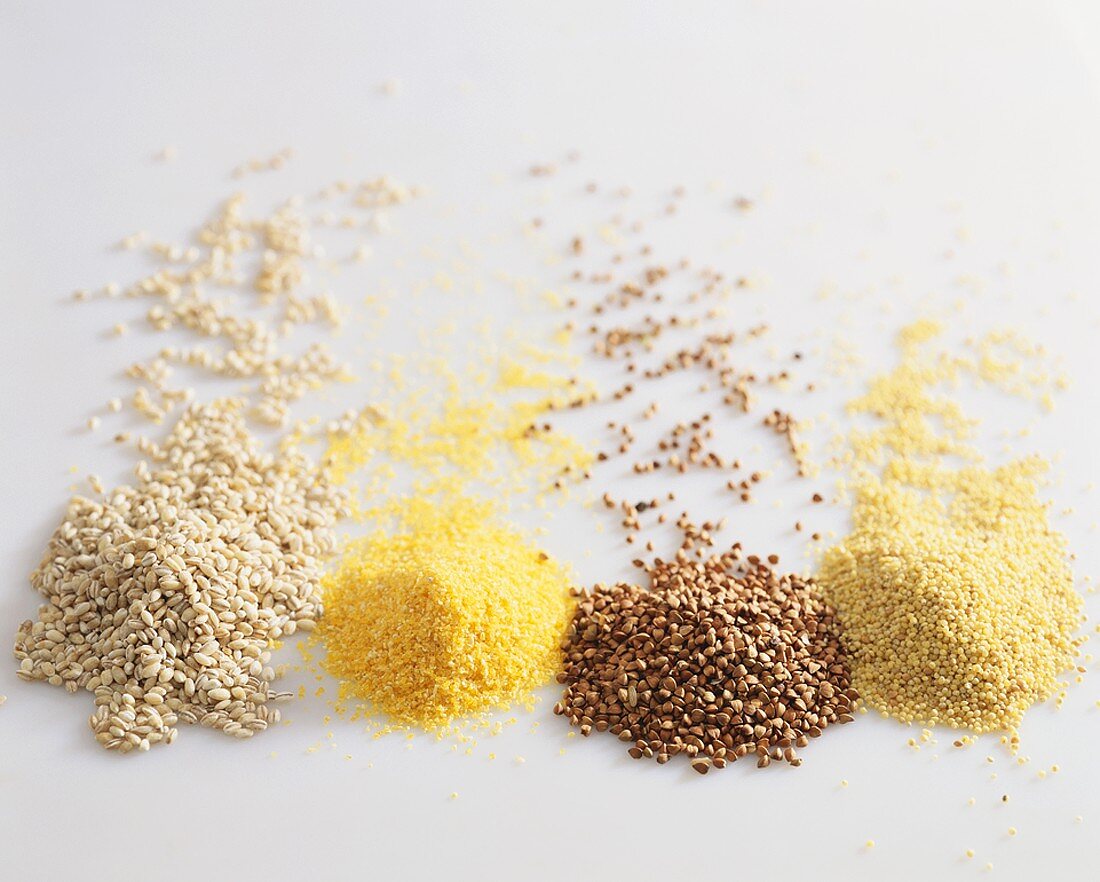 Cereal grains: wheat, maize, buckwheat and millet