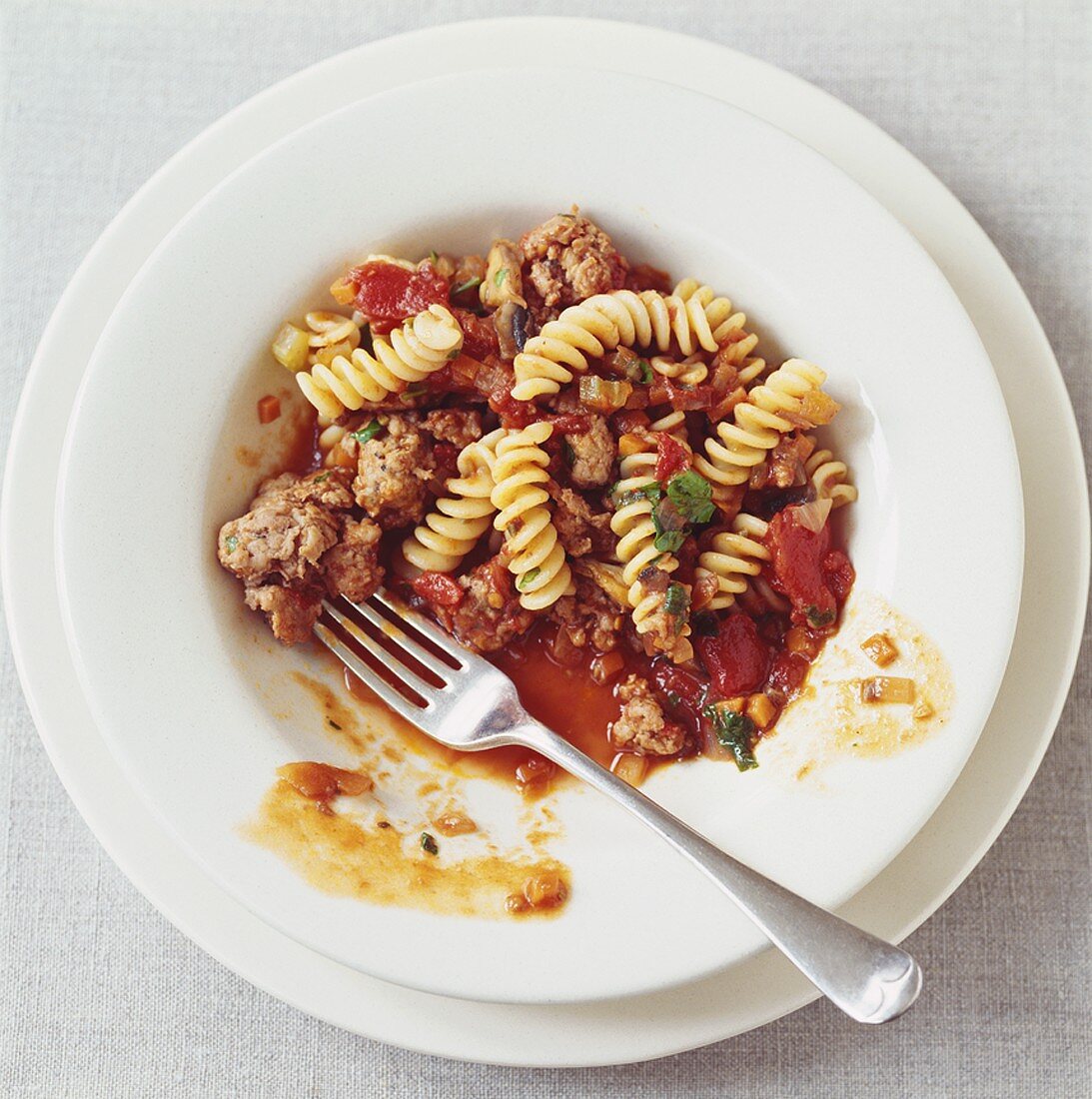 Fusilli with mince and tomato sauce