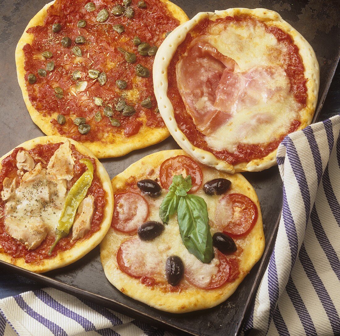 Four small pizzas