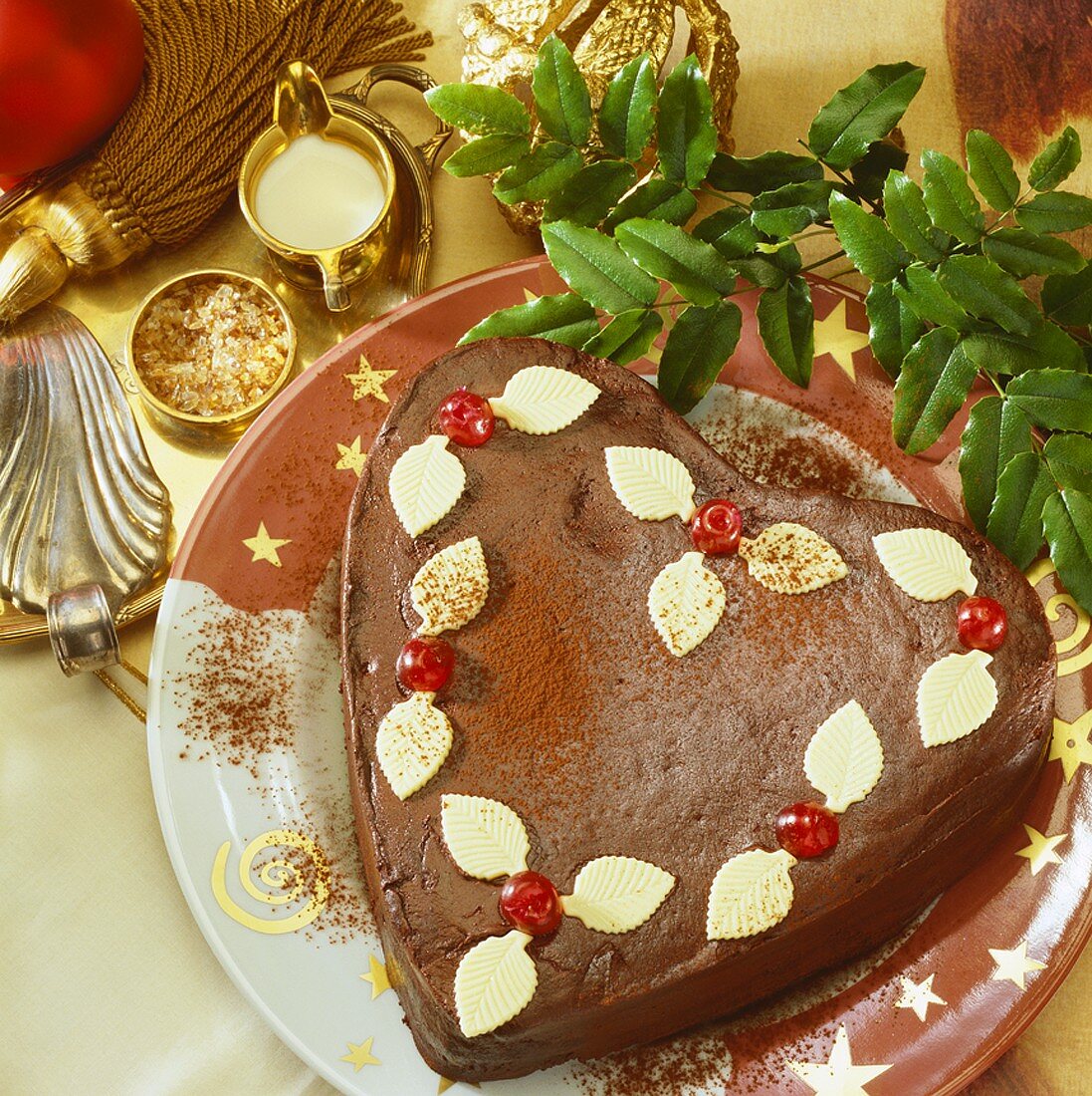 Heart-shaped chocolate cake