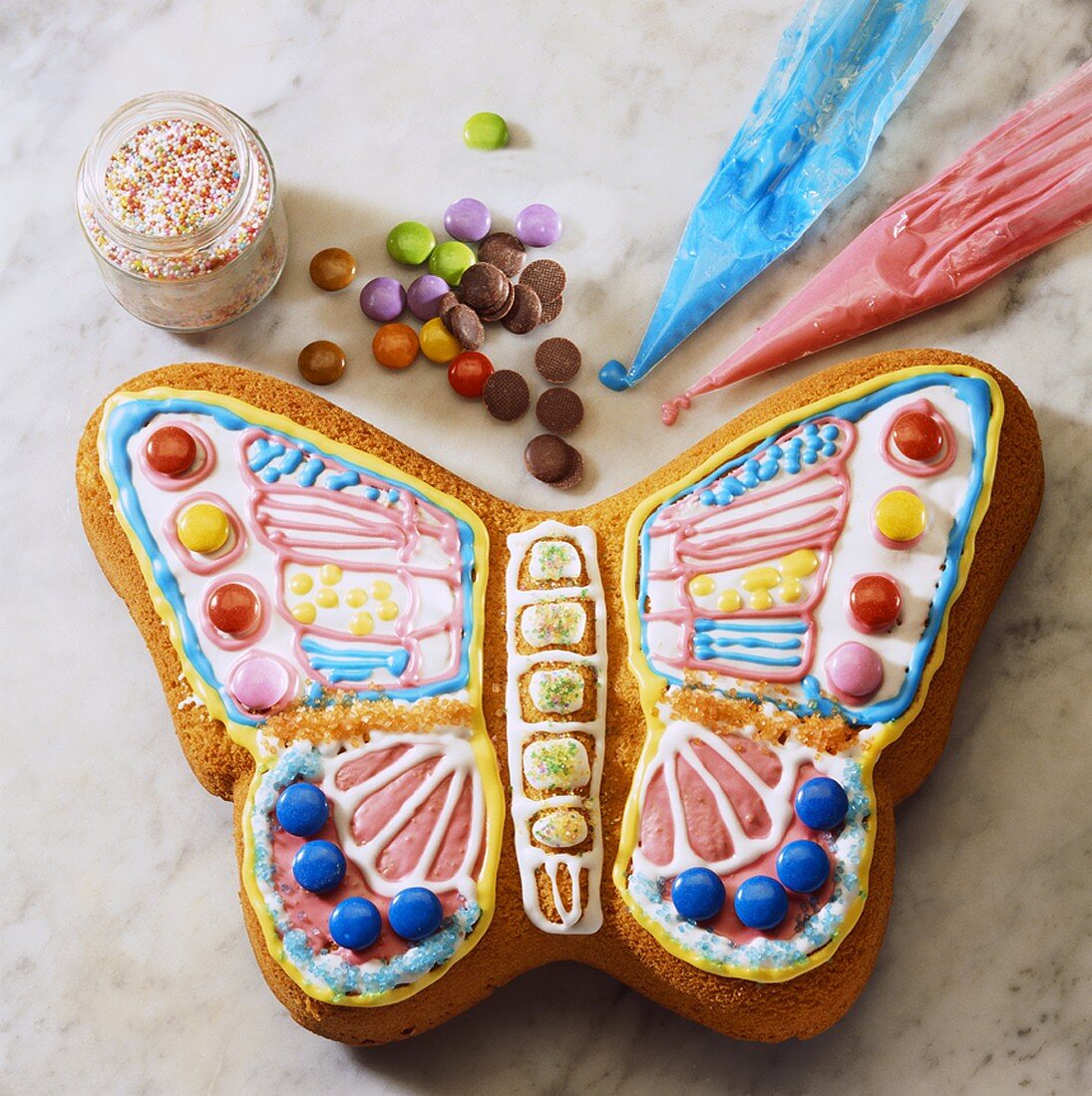 Colourful butterfly cake