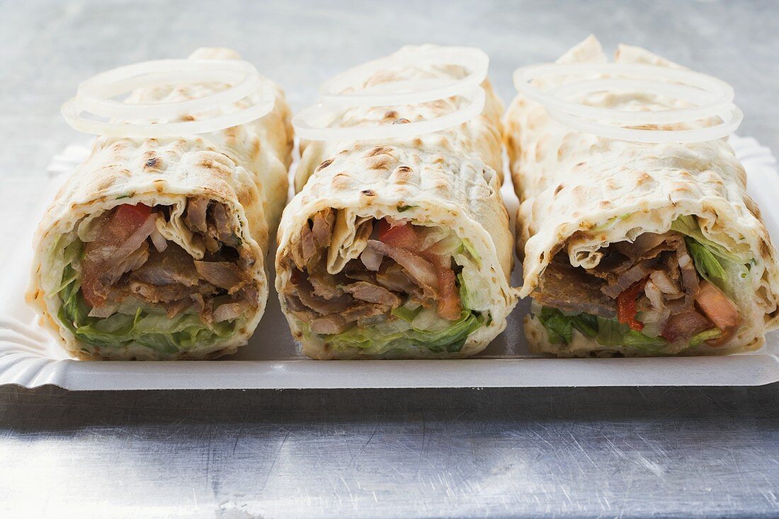 Drei Döner-Wraps aus der Türkei