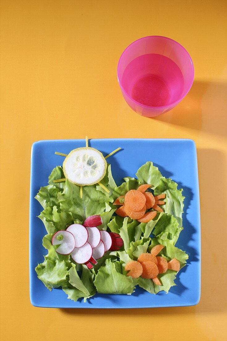 Vegetables for children: lettuce, radishes and carrots
