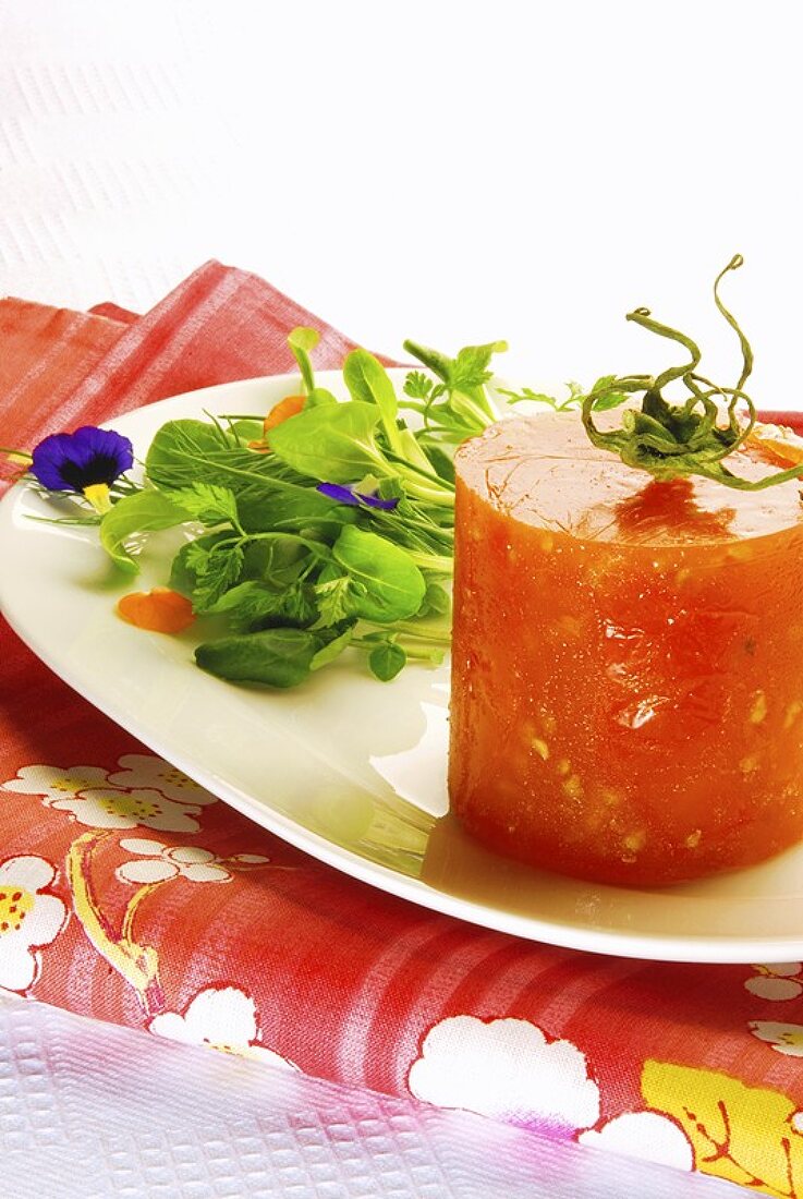 Tomato parfait with salad