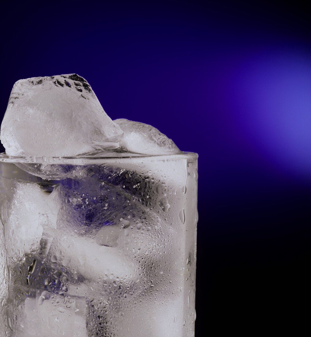 Glass of ice cubes (detail)