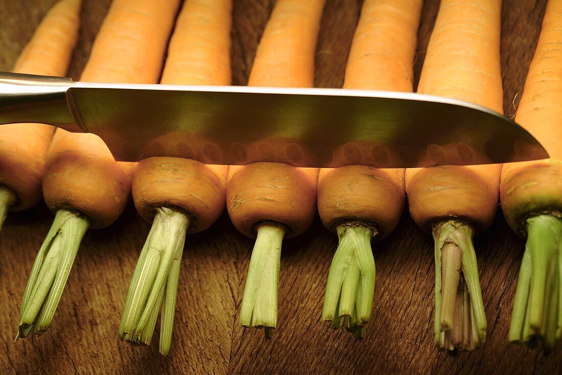 Carrots with knife