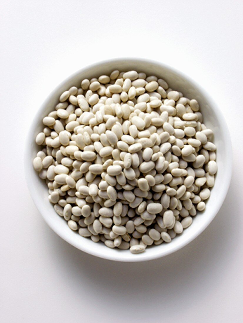 Dried White Navy Beans in a Bowl