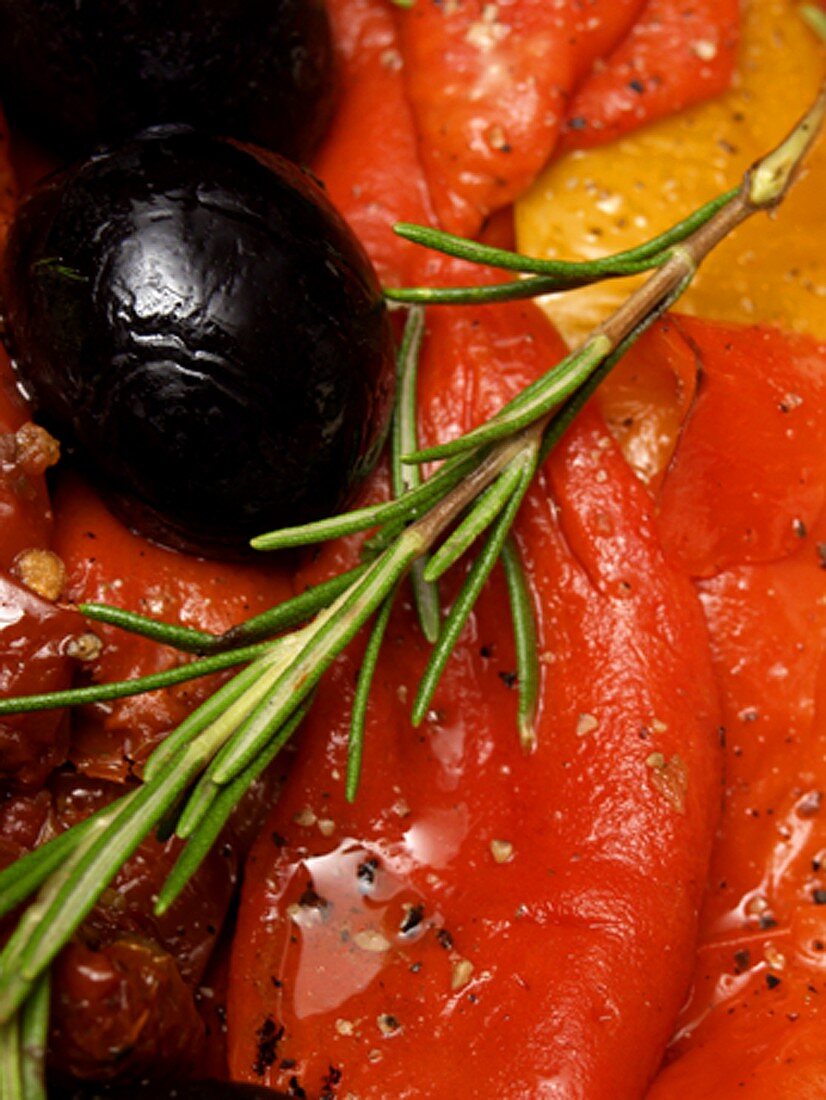 Marinated Sweet Peppers with Olives and Rosemary