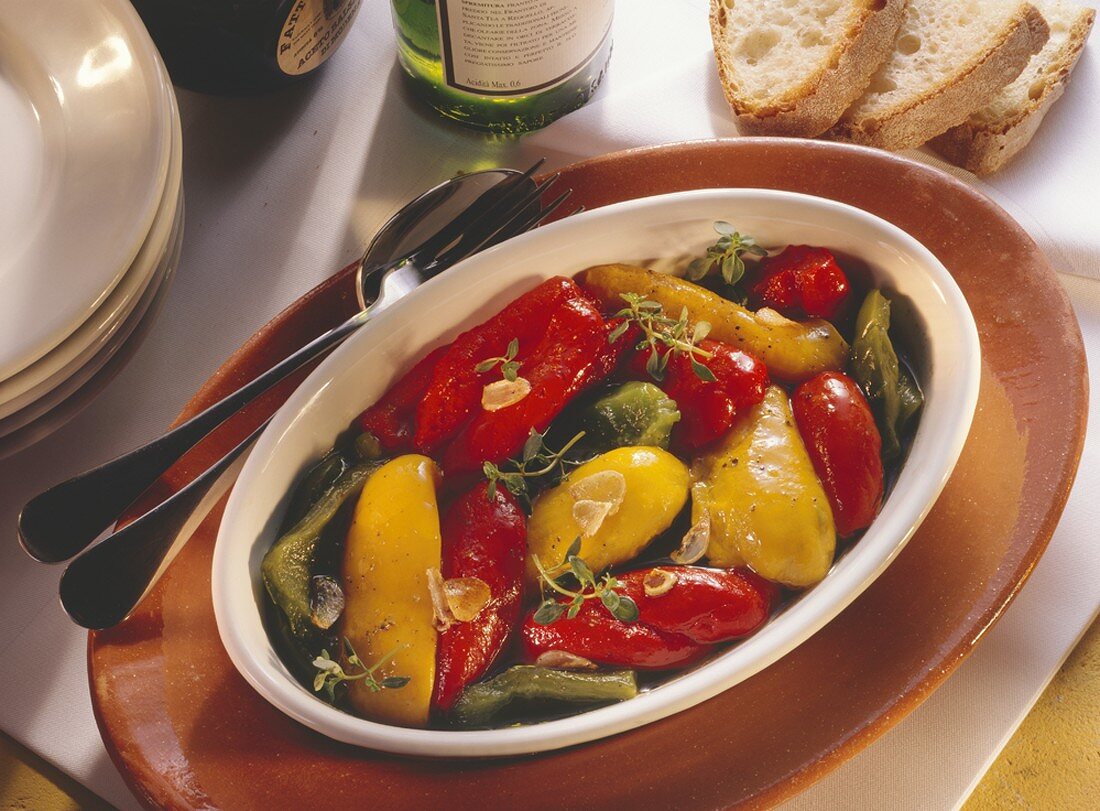 Peperonata (marinated peppers with garlic, Italy)