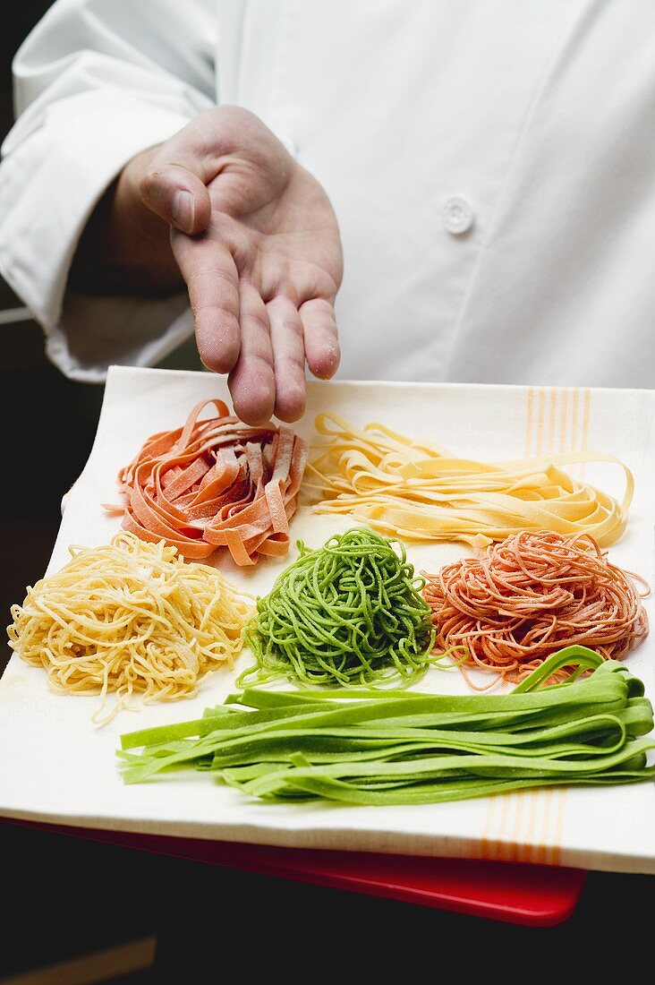 Home-made coloured pasta