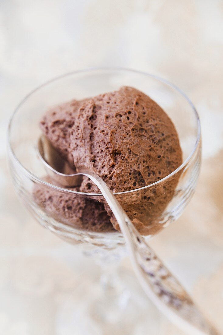 Mousse au chocolat in a glass