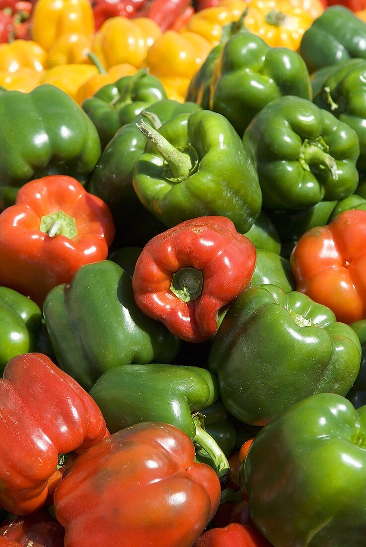 Variety of Fresh Whole Bell Peppers