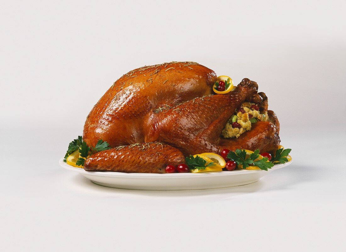 Stuffed Roasted Turkey on a Platter