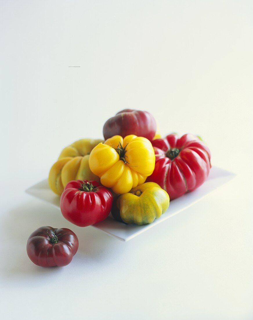 Several heirloom tomatoes