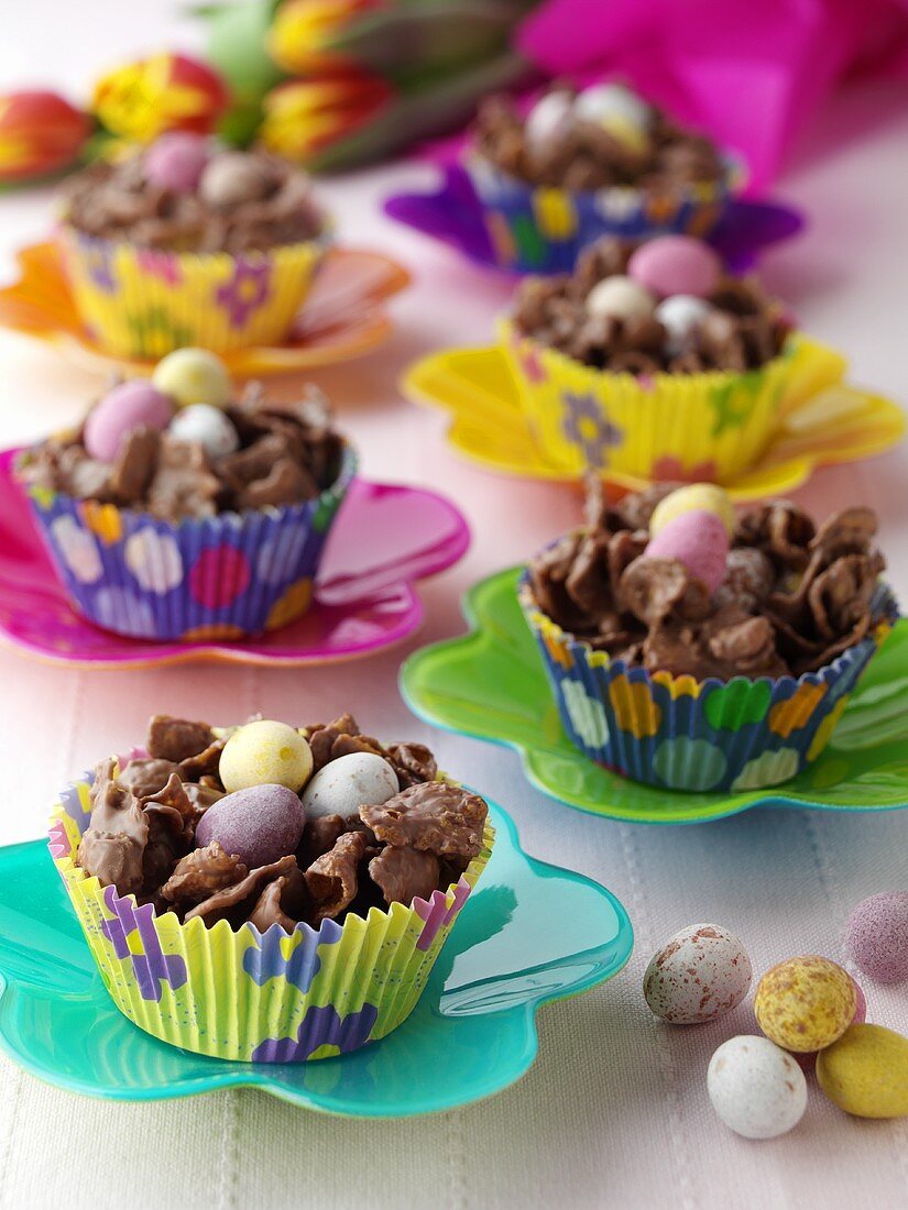 Chocolate Easter Nests in Cupcake Liners
