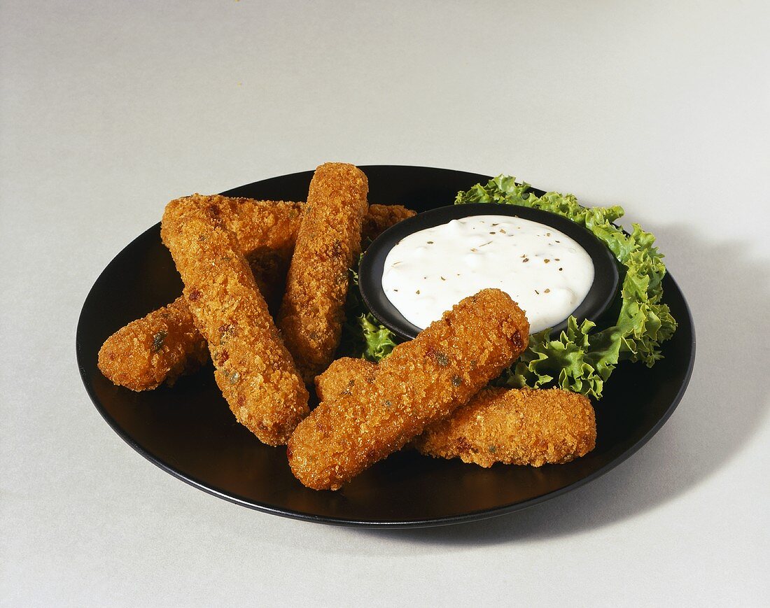 Breaded Mozzarella Sticks with Dipping Sauce