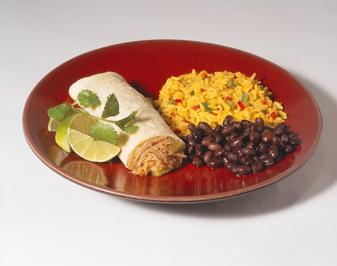Pork Burrito with Black Beans and Rice