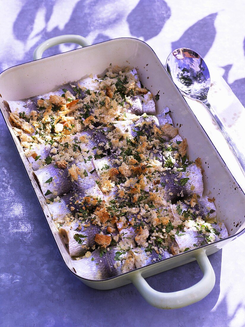 Herring with croutons and herbs
