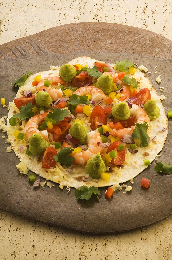 Tortilla with prawns and leek