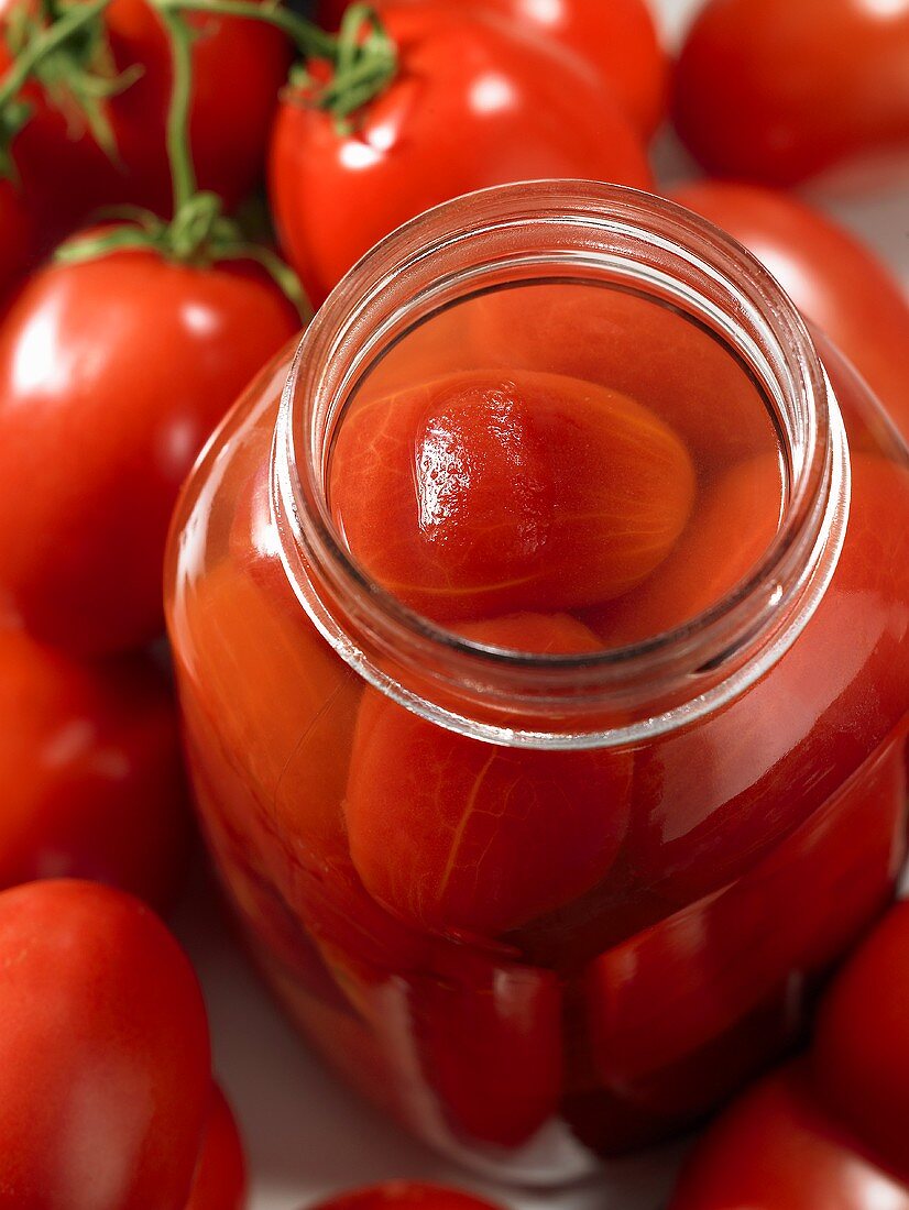 Preserved tomatoes in a jar