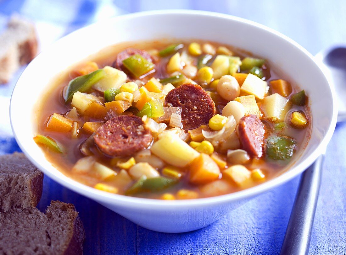 Mexican bean soup with sausage