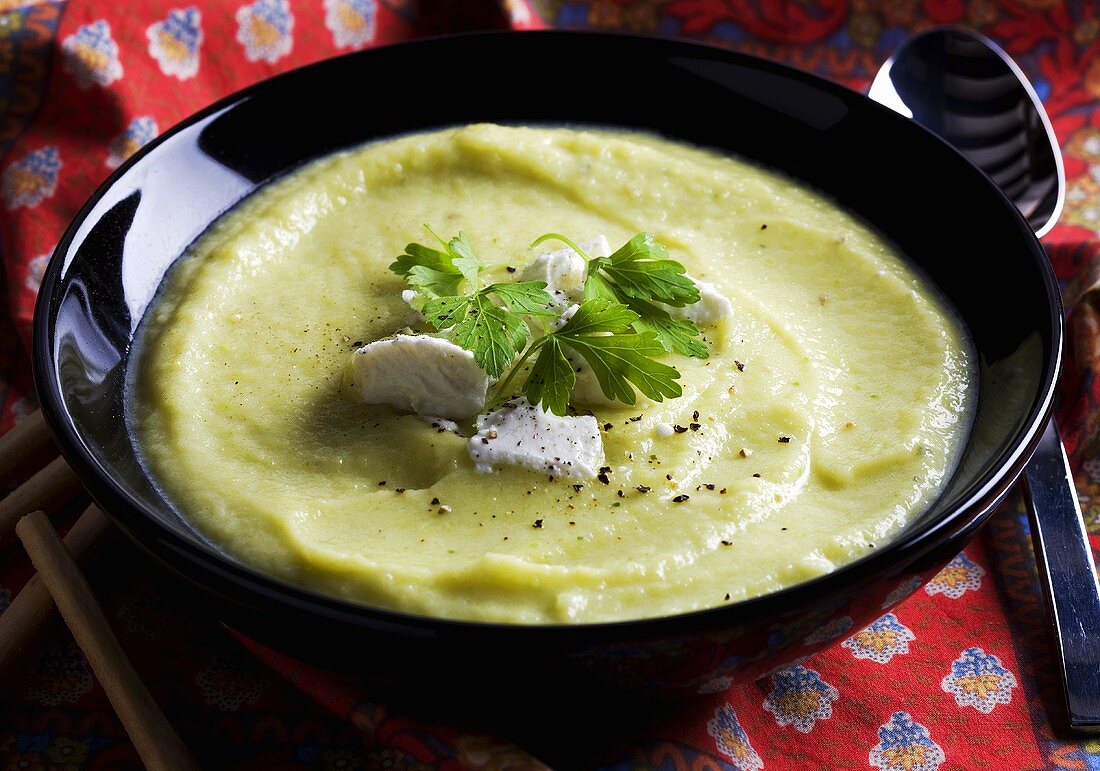 Kürbissuppe mit Ziegenkäse