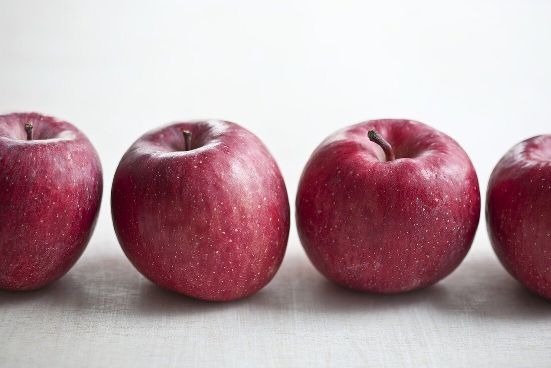 A row of red apples