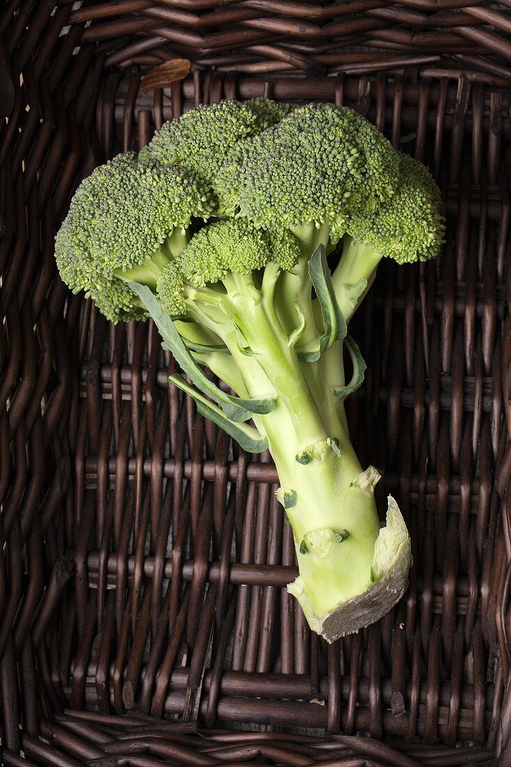 Fresh Broccoli in a Basket; From Above