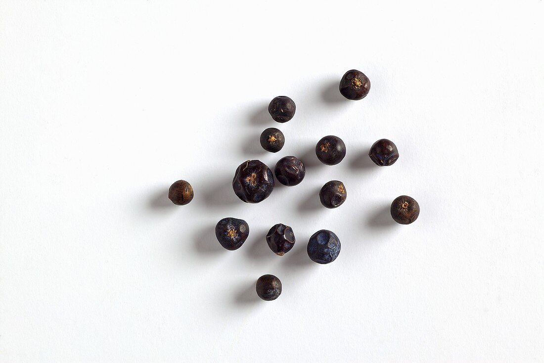 Juniper berries, seen from above