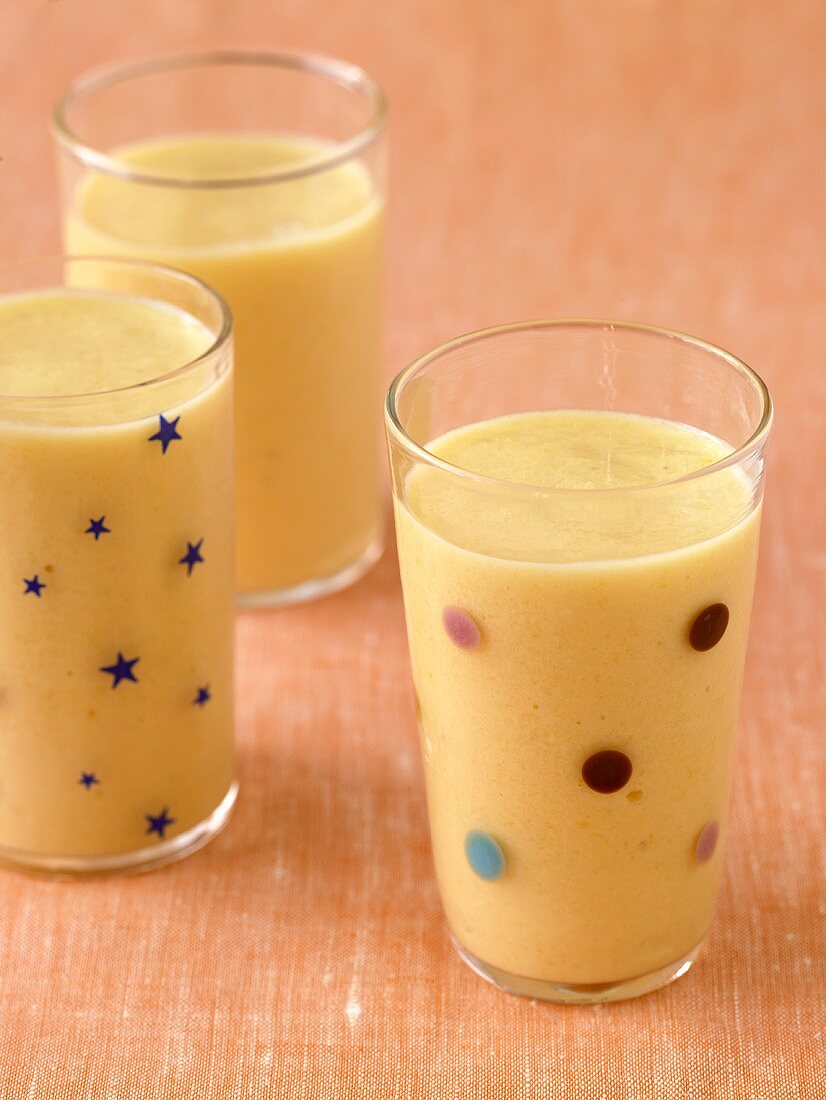 Creamy Peach Smoothies in Small Glasses