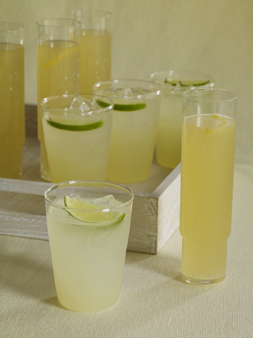 Assorted Glasses of Lemonade