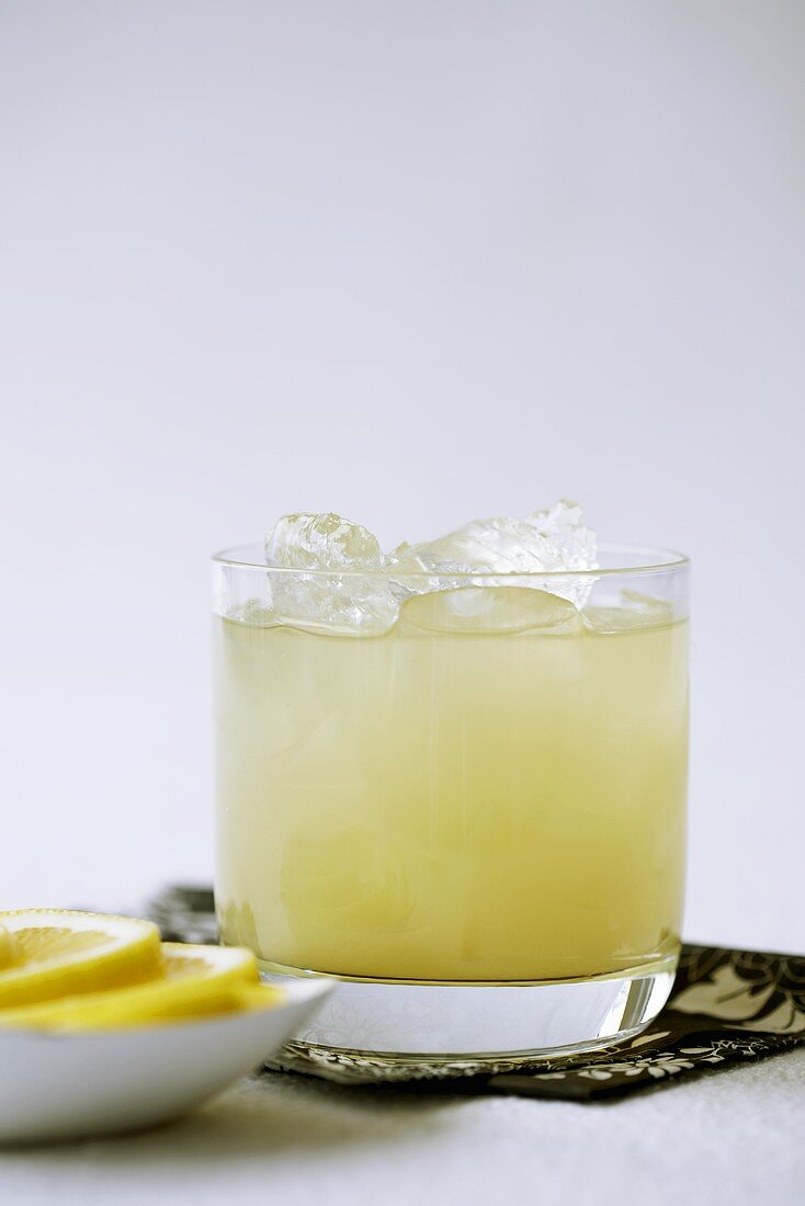 Pineapple Juice with Rum Over Ice in Glass