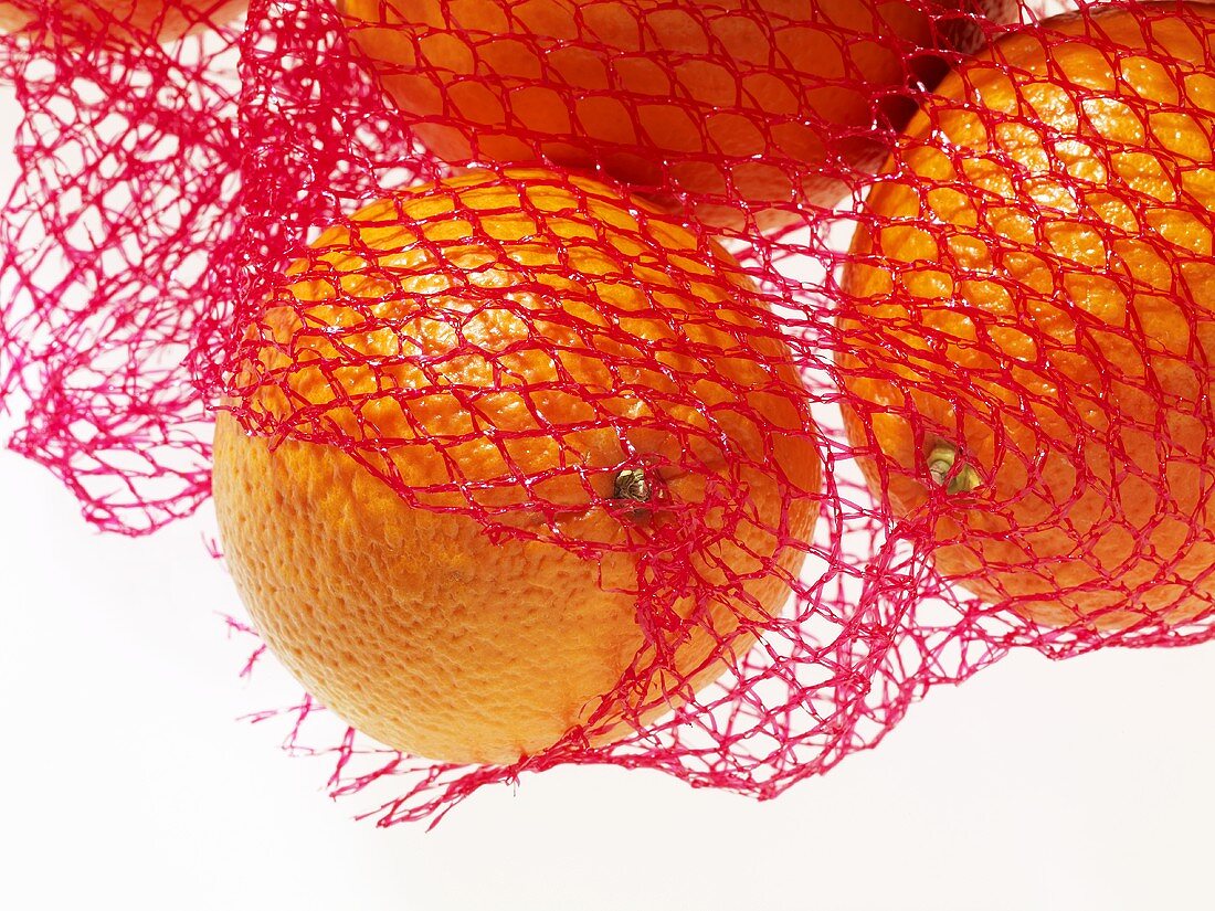 Orangen im Netz (Nahaufnahme)