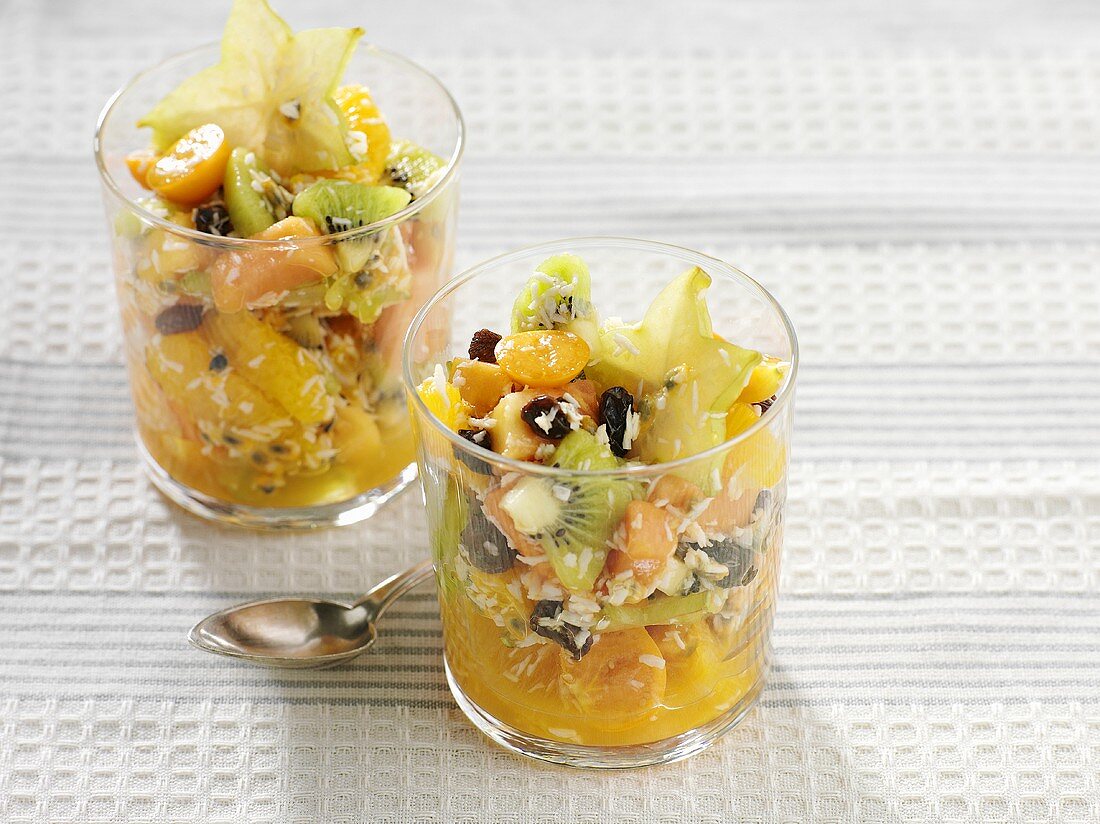 Exotic fruit salad with coconut