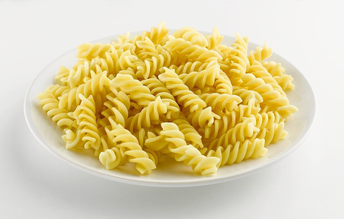A plate of cooked fusilli