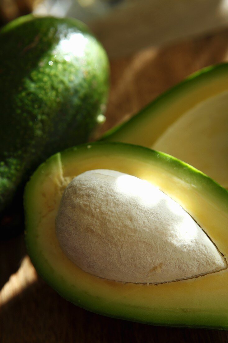 Avocado with pit (close up)