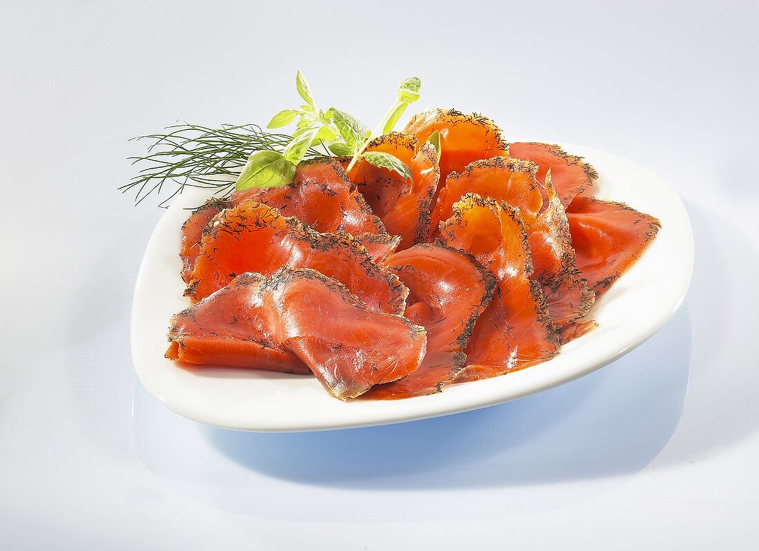 Smoked salmon with herbs