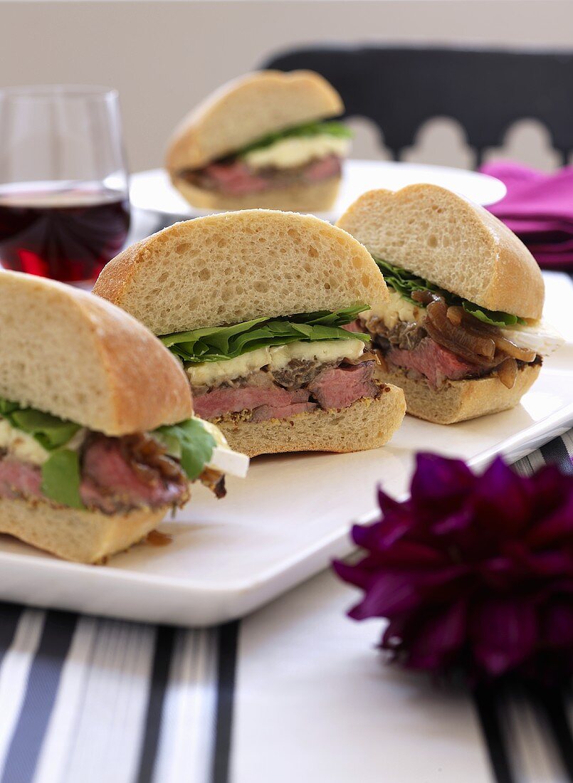 Sandwiches with steak and brie