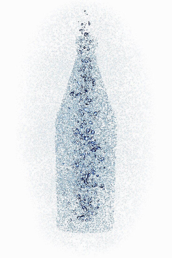 A bottle with water pearls