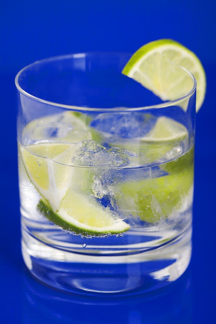 Gin and tonic with slices of lime